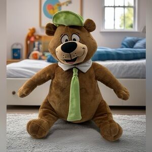 Charming Brown Plush Bear with Green Accessories